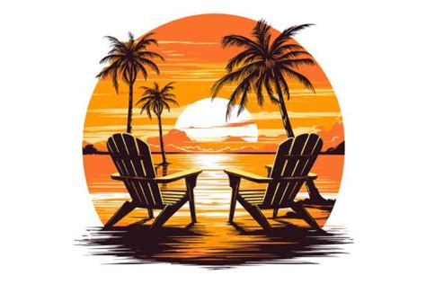 Sunset Beach Clipart Graphic by Illustrately · Creative Fabrica