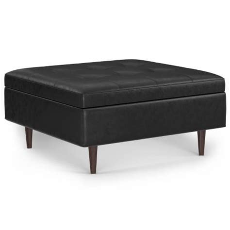 Simpli Home Shay Mid Century Large Square Coffee Table Storage Ottoman ...