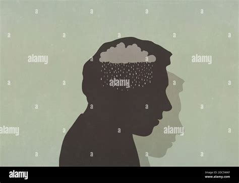 Silhouette of sad man with rain cloud in head Stock Photo - Alamy