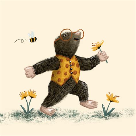 Happy mole illustration - Esther Bennink | Animal illustration, Cute art, Drawings