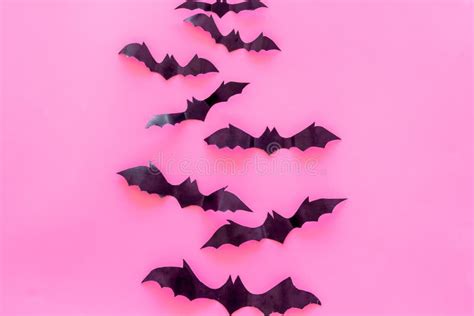 Halloween Design. Bats on Pink Background Top View Copy Space Stock ...