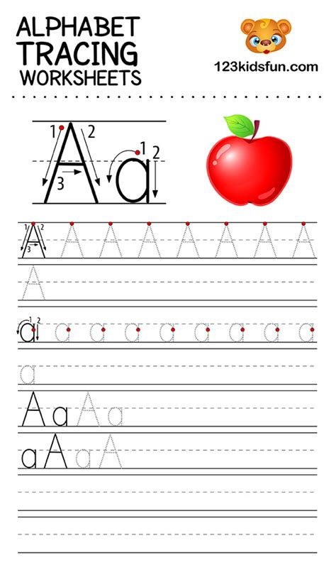 Alphabet Tracing Worksheets A-Z free Printable for Kids. | 123 Kids Fun Apps