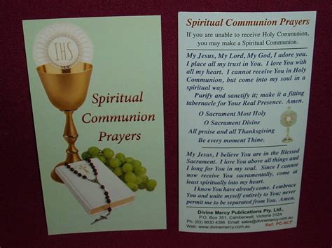 Spiritual Communion Prayers | Southern Cross Church Supplies