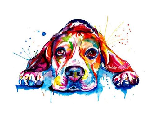 Beagle Dog Colorful Art Print Print of Original Watercolor Painting ...