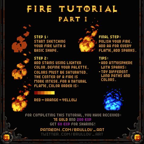 fire pixel art - Fire animation tutorial | Brullov on Patreon ...