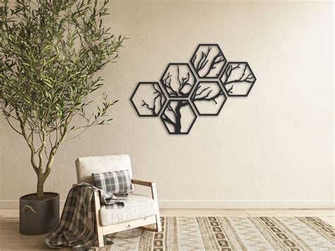 Hexagon Tree Metal Wall Decor