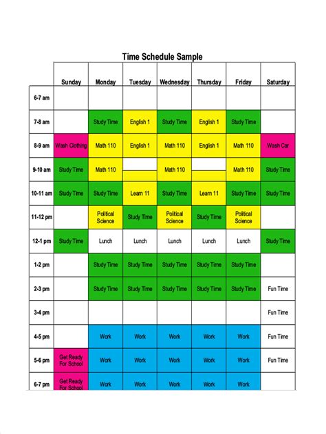 Time Management Schedule - 7+ Examples, Format, Pdf, Tips