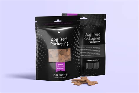 Dog Treat Packaging PSD Mockup, Front and Back View – Original Mockups