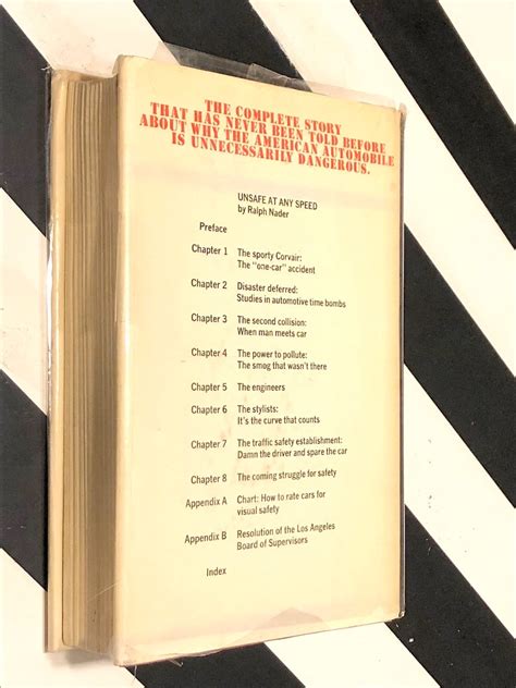 Unsafe at Any Speed by Ralph Nader (1965) hardcover book