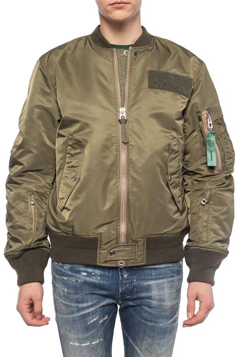 DIESEL Synthetic Bomber Jacket in Green Black (Green) for Men - Lyst