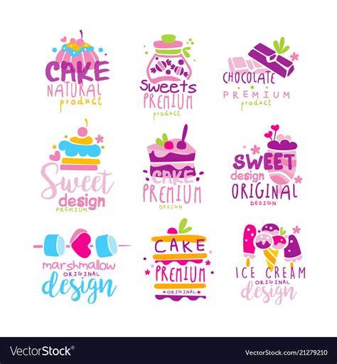 Sweets logo original design set kids menu badges Vector Image