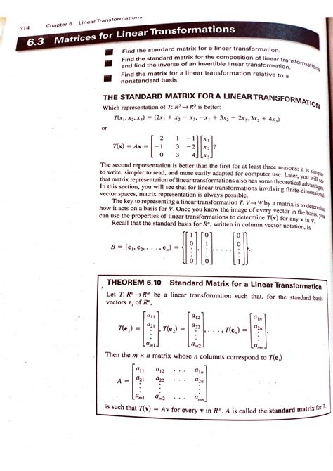 Matrices for Linear Transformation - Kernel of a Linear Transformation -Kernel of a Linear - Studocu