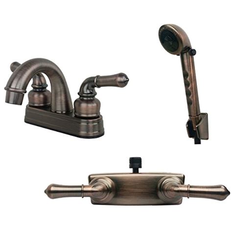 Builders Shoppe 2001BZ/3220BZ/4120BZ RV Bathroom Faucet with Matching Hand Shower Combo Brushed ...