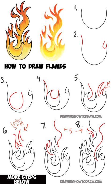 How to Draw Flames and Drawing Cartoon Fire Drawing Tutorial – How to ...