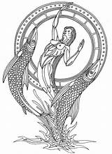 Pisces Sign sketch template