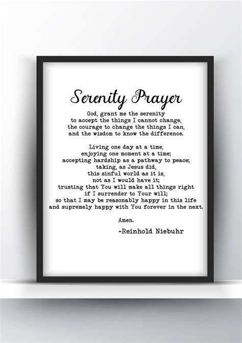 Serenity Prayer by Reinhold Niebuhr Printable and Poster - Shark Printables