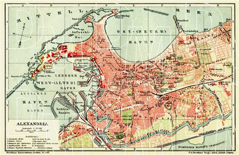 Old map of Alexandria in 1912. Buy vintage map replica poster print or download picture