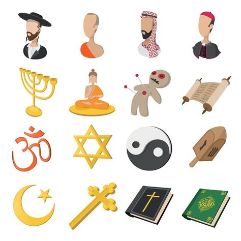 Different religions cartoon icons set 8917057 Vector Art at Vecteezy