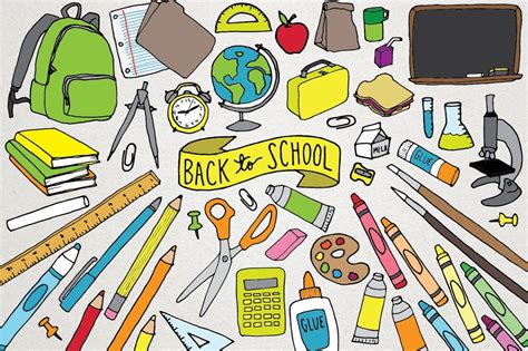 Back to School Clipart School Supplies Clipart, Backpack, Science ...