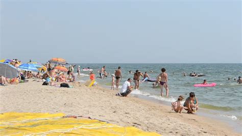 Stock Video Clip of BERDYANSK, UKRAINE - JUNE 12: Ukrainian beach | Shutterstock