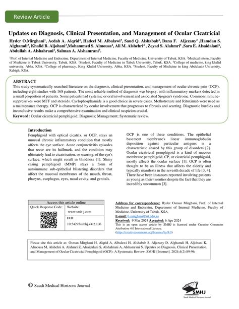 (PDF) Updates on Diagnosis, Clinical Presentation, and Management of Ocular Cicatricial ...