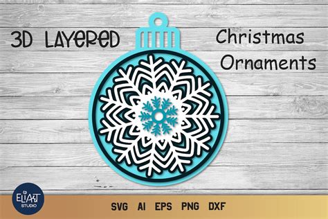 Snowflake SVG Ornament Layered SVG Christmas Ornament 3d SVG - Etsy