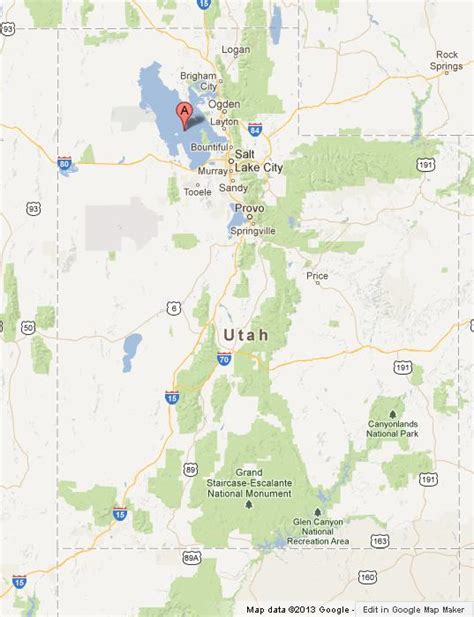 Great Salt Lake on Map of Utah