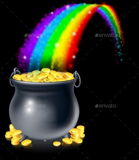 Pot of Gold and Rainbow | Pot of gold, Gold artwork, Gold drawing