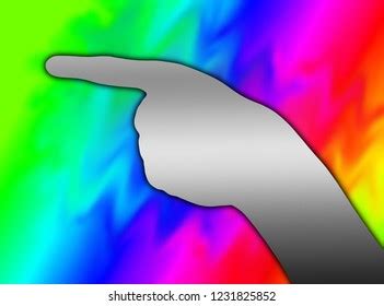 Silhouette Pointing Hand On Multicolored Background Stock Illustration ...