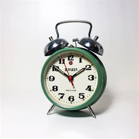 Vintage Metal Traditional Alarm Clock. 1960s Made by KNIGHT. Wind Up Movement, Double Bell ...