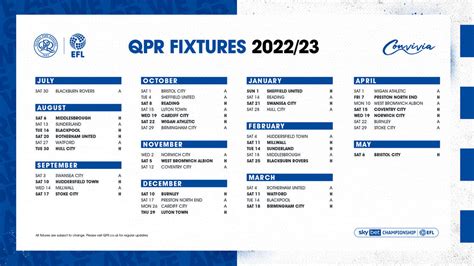 Terminlista 2022/23 - QPR Norway