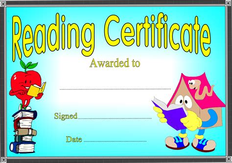 Reading Certificates Printable