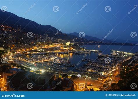 Monaco and His Port at Night Stock Image - Image of light, ship: 13639005