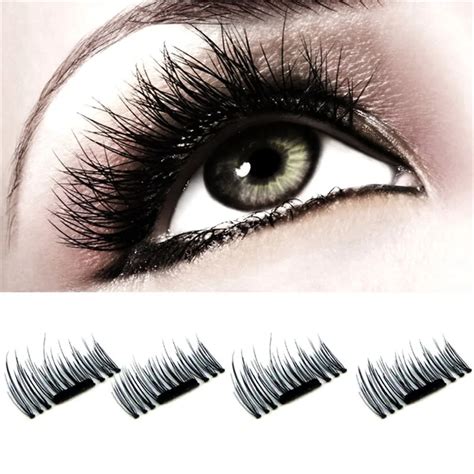 4pcs 3D Double Magnetic Eyelashes Magnet False Eyelashes Full Strip Magnetic Cilia Eyelash ...