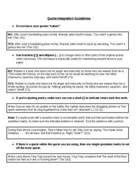 Quote Integration Guidelines & Guided Notes by Stephanie's Strategies