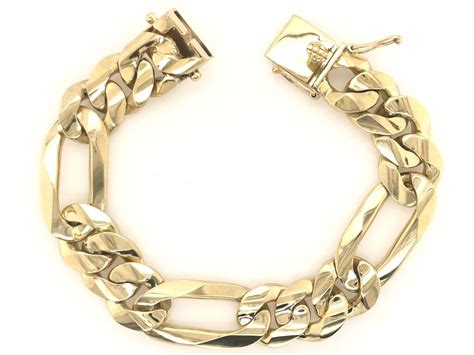 Men's 14k Yellow Gold Solid Heavy Figaro Link Bracelet 8" 17.5mm 107 ...