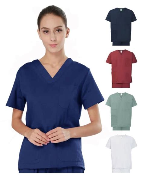 Unisex Professional Medical Doctor Nurse reversible Uniform Scrubs Top sz XS-3XL | eBay