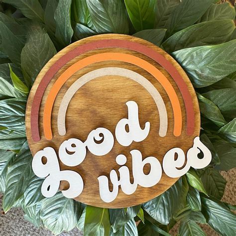 Good vibes sign good vibes rainbow retro sign hippie decor | Etsy