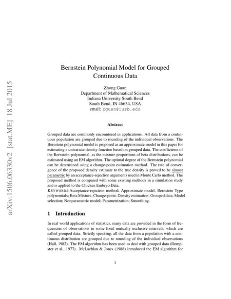 (PDF) Bernstein Polynomial Model for Grouped Continuous Data