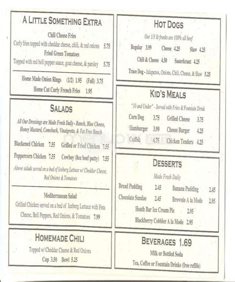 Menu of Trace Grill in Ridgeland, MS 39157