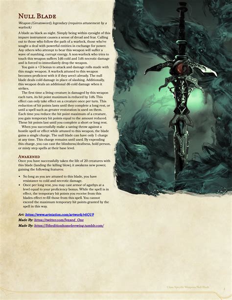 The Null Blade: Warlock Specific Greatsword : r/UnearthedArcana