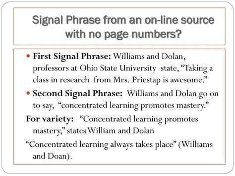 PPT - How to use a Signal Phrase!!! PowerPoint Presentation, free download - ID:4457088