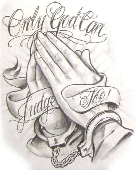 a drawing of a praying hands with the words, only god can judge me on it