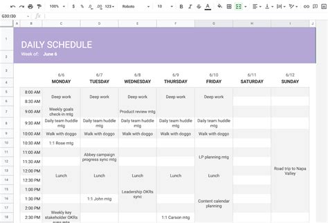 Google sheets work week schedule template - perepirate