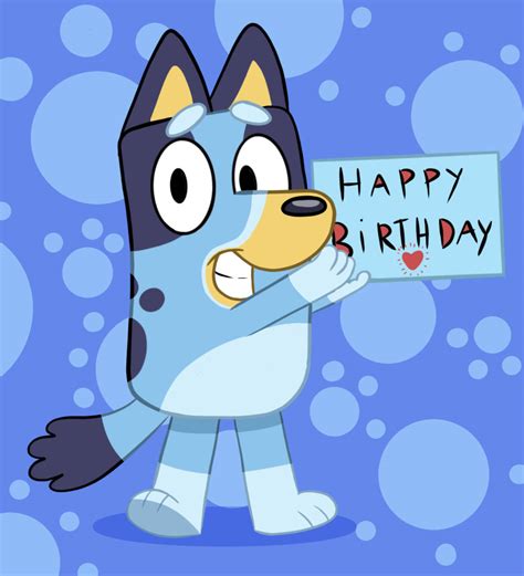 Download Bluey Holding A Happy Birthday Sign Wallpaper | Wallpapers.com