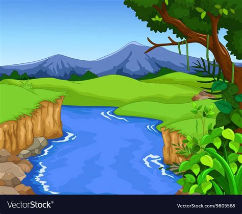 Green forest for you design with river vector image on VectorStock | Vector images, Design, Forest