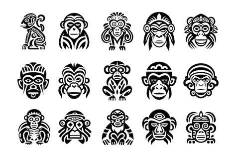 Premium Vector | Collection of monkey tattoo designs