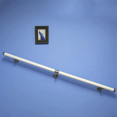 Modern Wall Mount Stair Handrail with 4pcs Rail Brackets, PVC Handrail Railing, White, 12FT ...