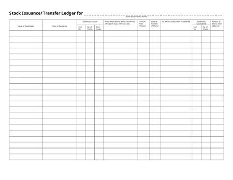 Stock Transfer Ledger Template ≡ Fill Out Printable PDF Forms Online