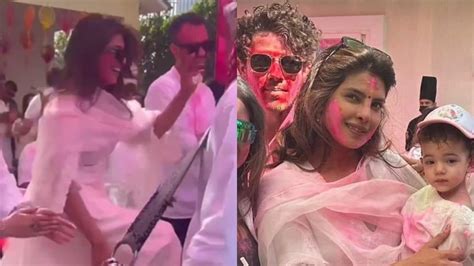 Priyanka Chopra Dances to Dhols, Nick-Malti are Covered in Rang In ...